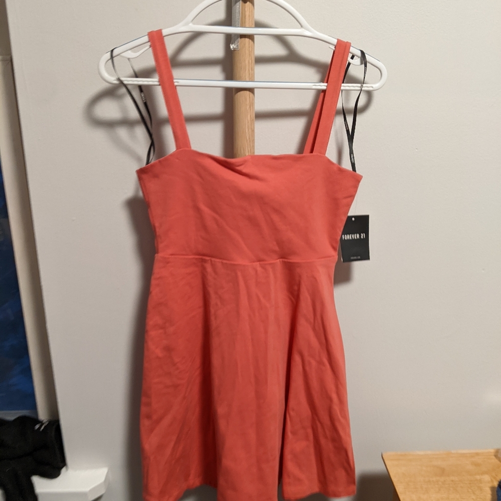 Coral colored spring dress